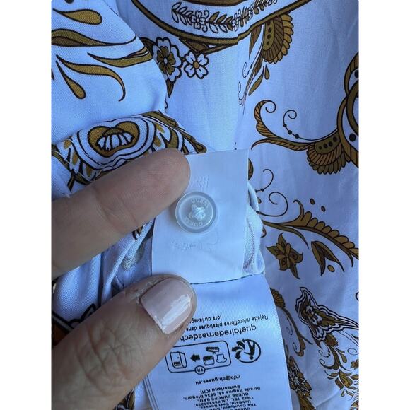 Guess Men's Vintage Y2k Knit Jersey Button Up Shirt Paisley White Size Large - Picture 5 of 8